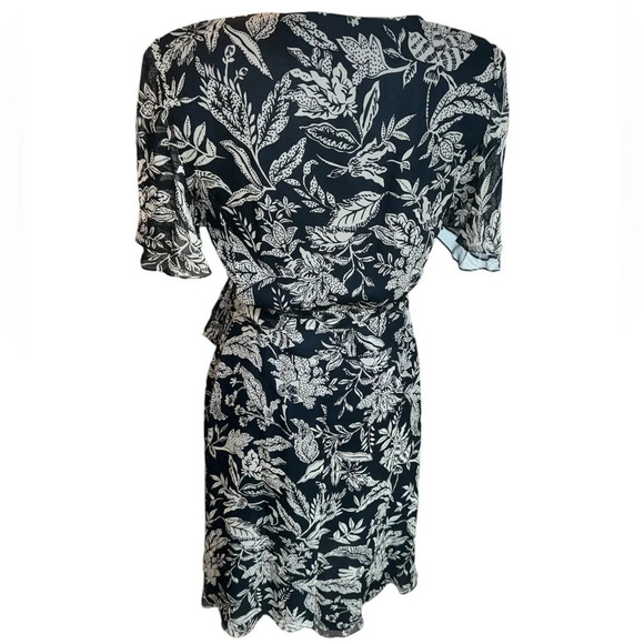 Rickie Freeman Teri Jon Vintage Silk Chiffon Floral V- Neck Wrap Dress 6 - Picture 3 of 14